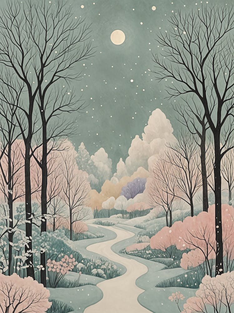 Pastel Forest Snowfall