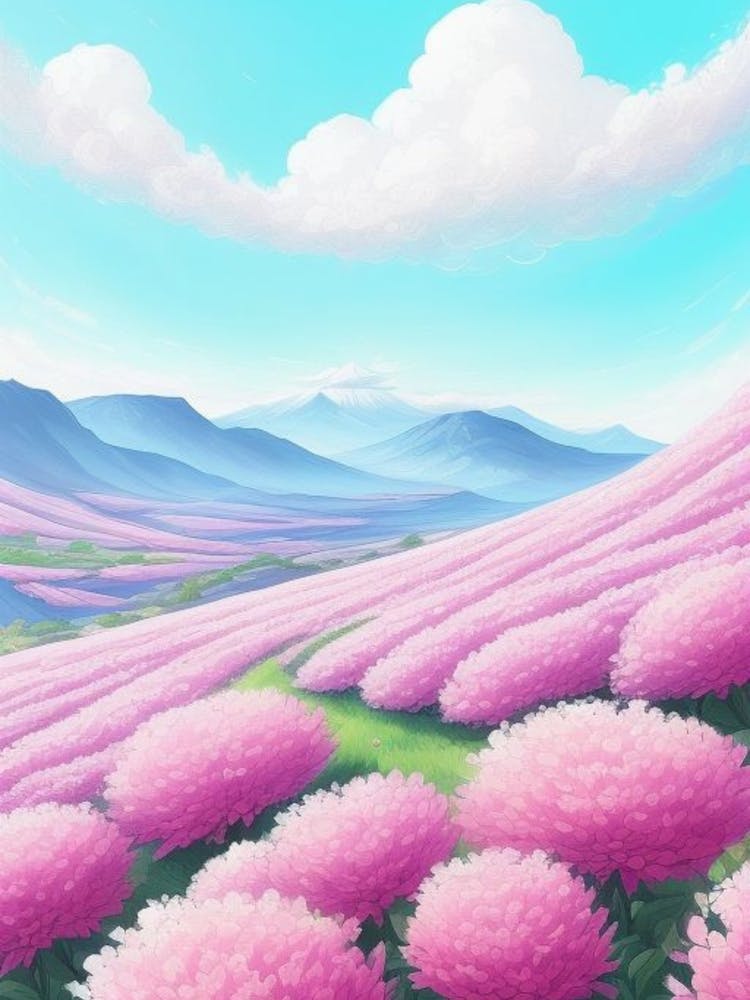 Pink Flowers In A Field