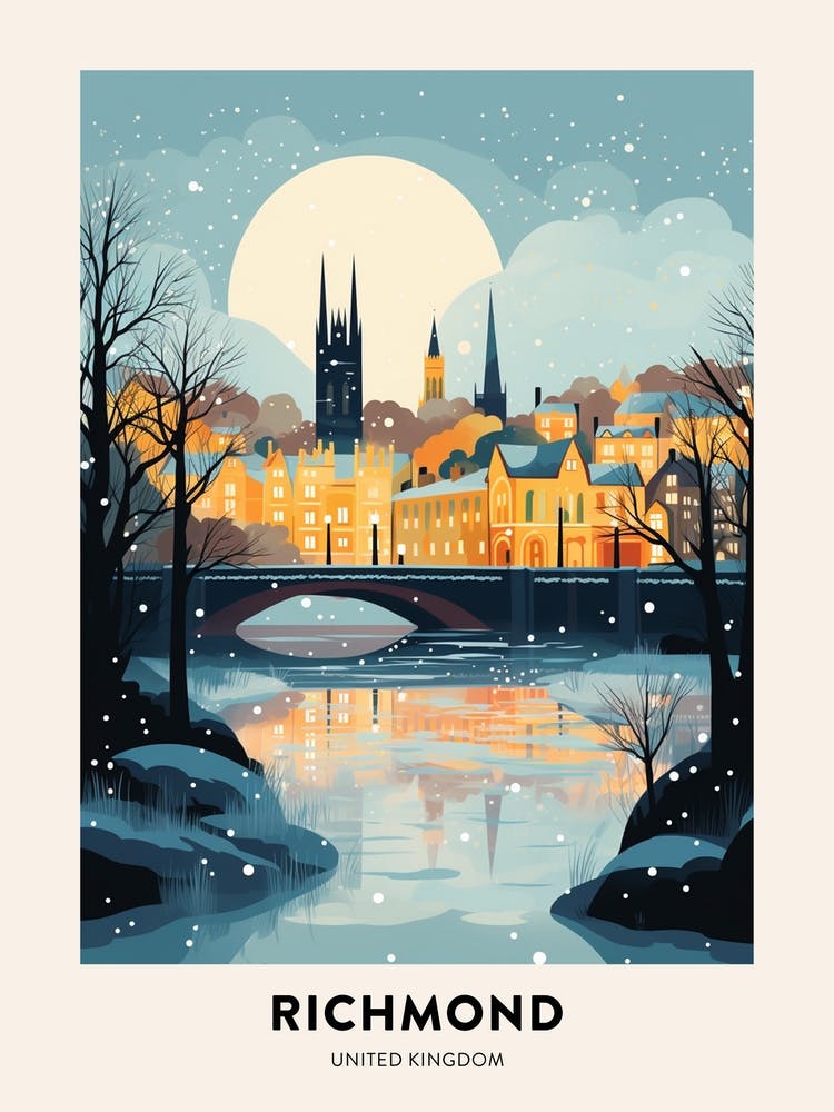 Winter Night  Travel Poster Richmond England 2
