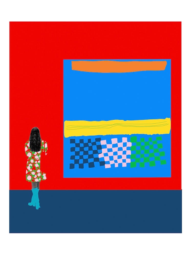 Woman Looking At Art In The Tate Modern In London