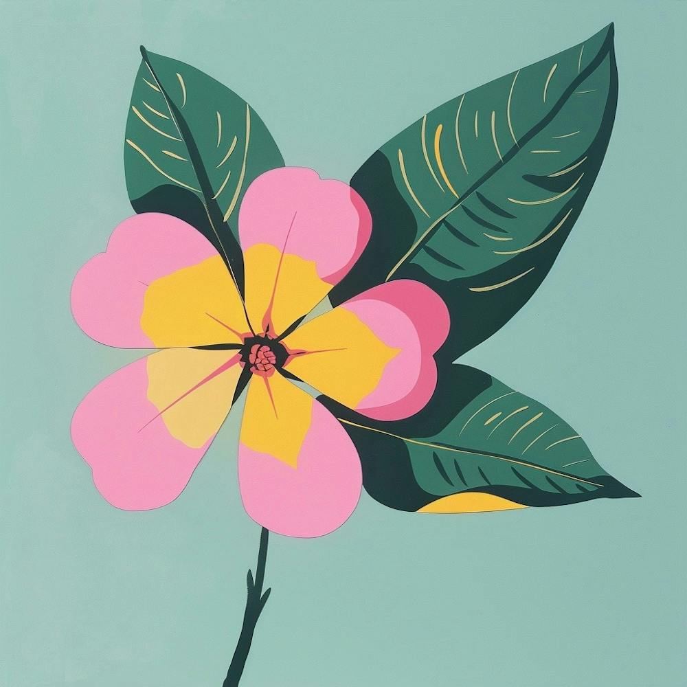 Periwinkle 1 Square Flower Illustration