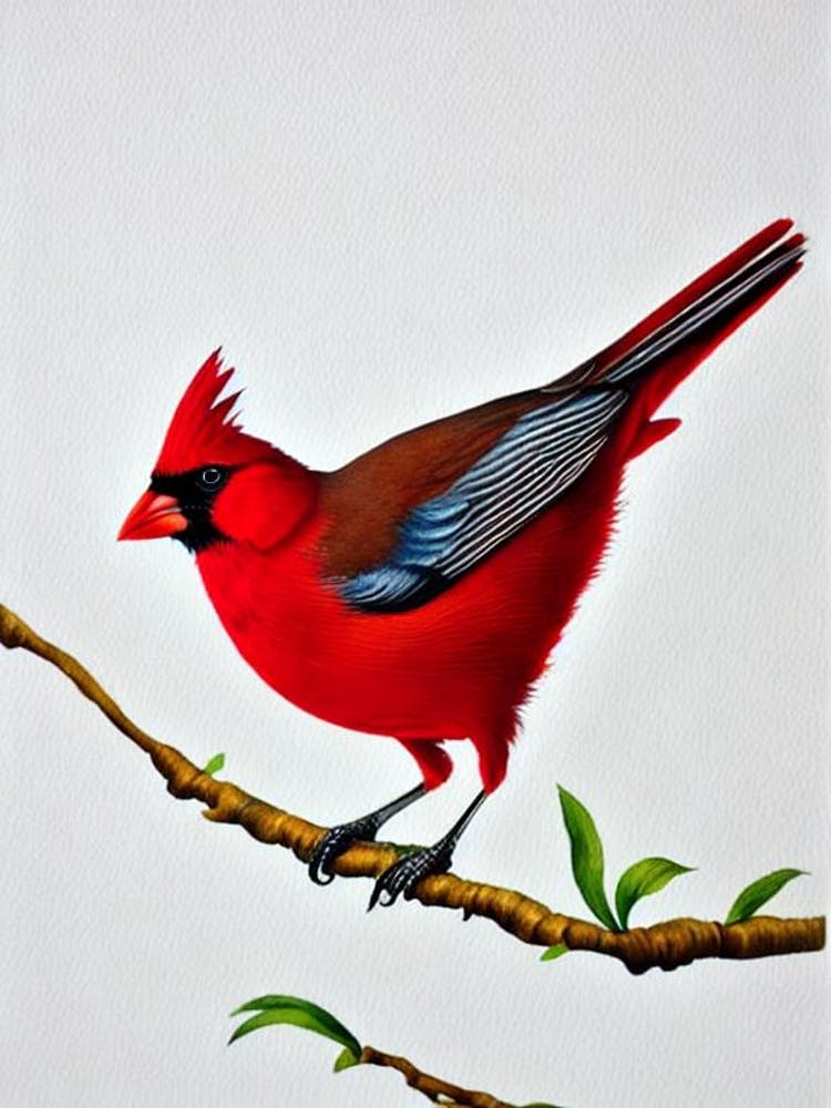 Northern Cardinal Watercolour Bird