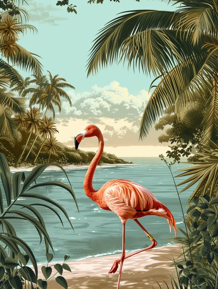 Greater Flamingo Kenya Tropical Illustration 4