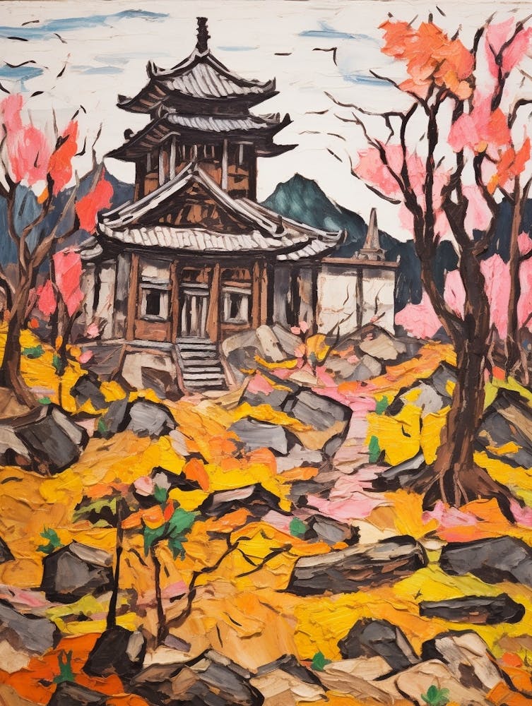 Herbstgärten Gemälde Ninna Ji Tempel Japan 4