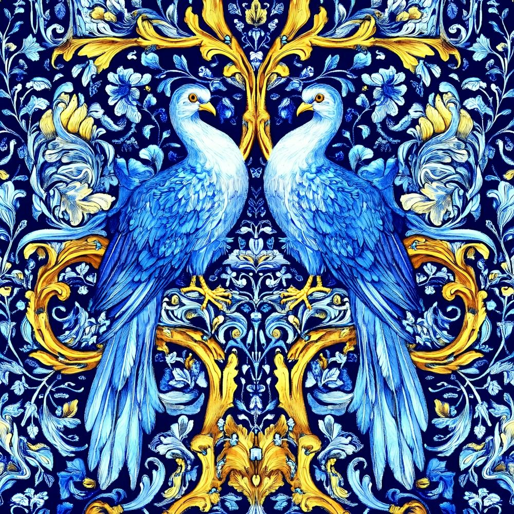 Blue And Gold Doves