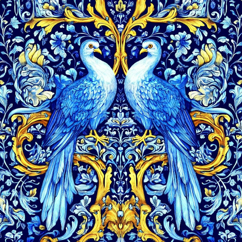Blue And Gold Doves