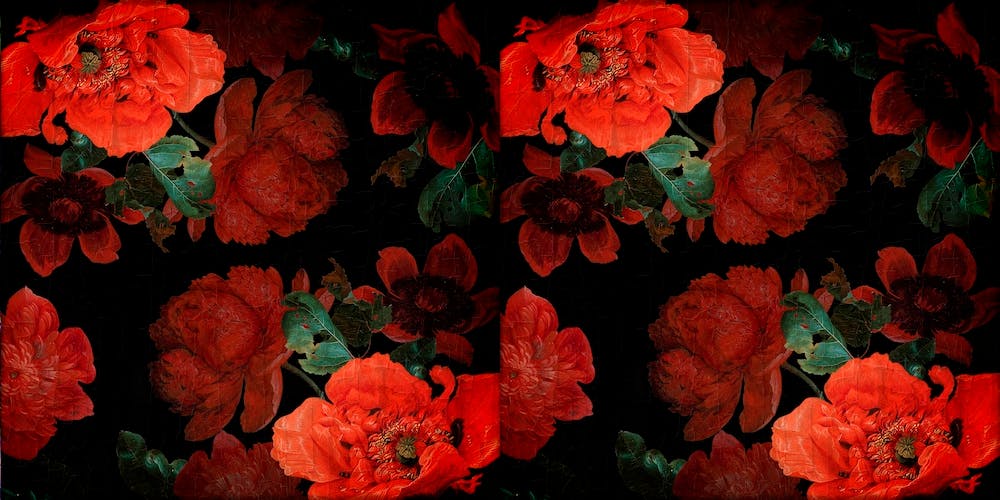 Antique Dutch Vintage Poppies Garden