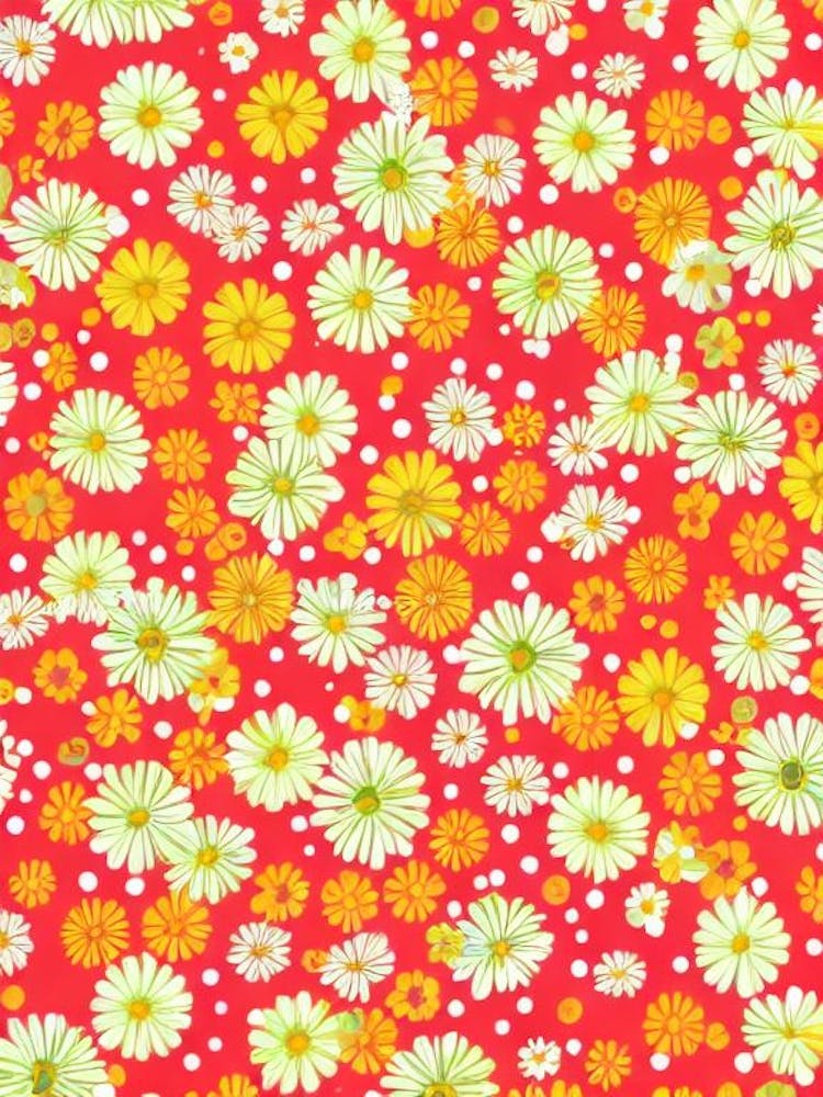 Daisy Floral Print Warm Tones2 Flower