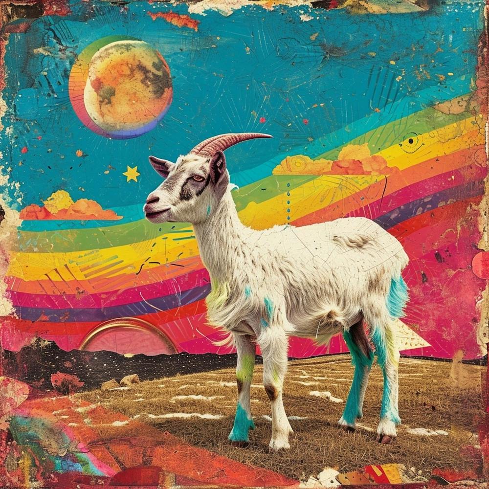 Kitsch Rainbow Goat Collage 3