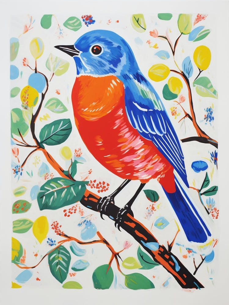 Colourful Bird Painting Eastern Bluebird 3