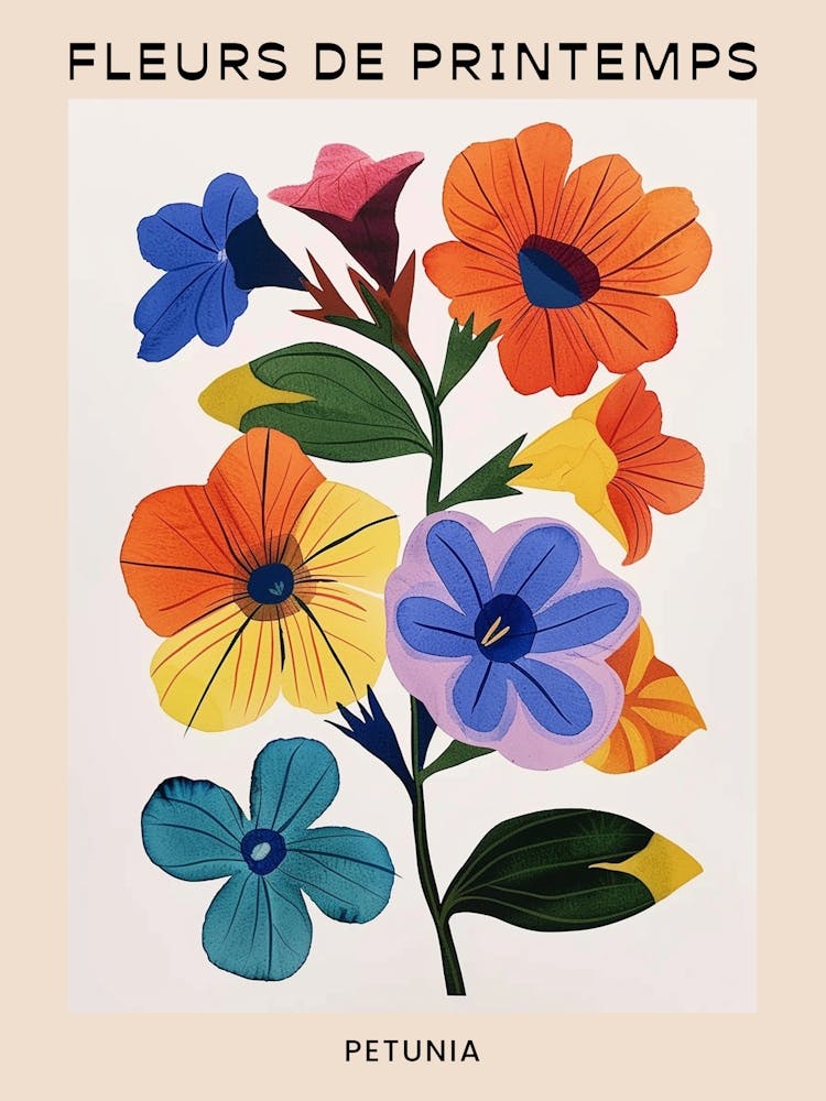 Spring Floral French Poster  Petunia 1
