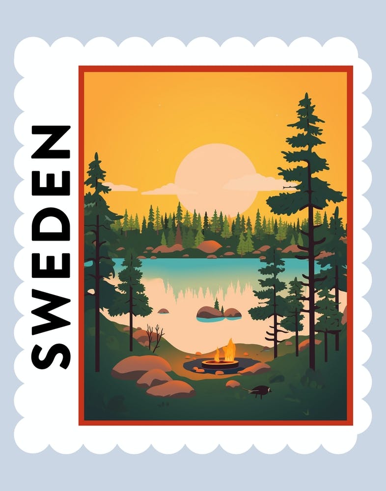 Sweden 3 Travel Stamp Poster