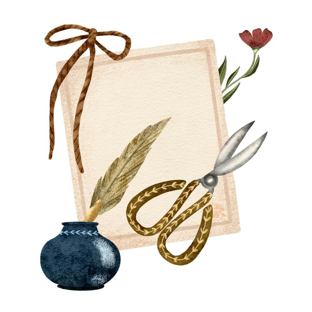 Écriture de Lettres Plume et Ciseaux