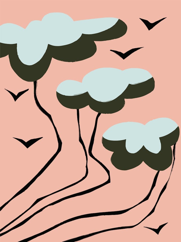 Pink Sky and Blue Clouds