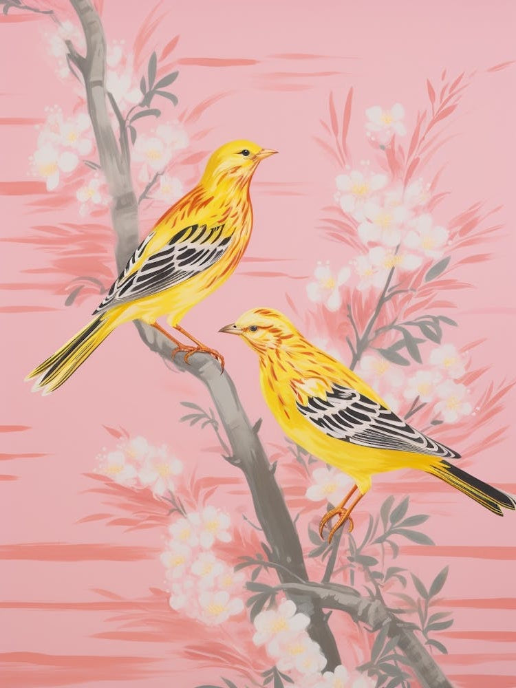 Vintage Japanese Inspired Bird Print Yellowhammer 2