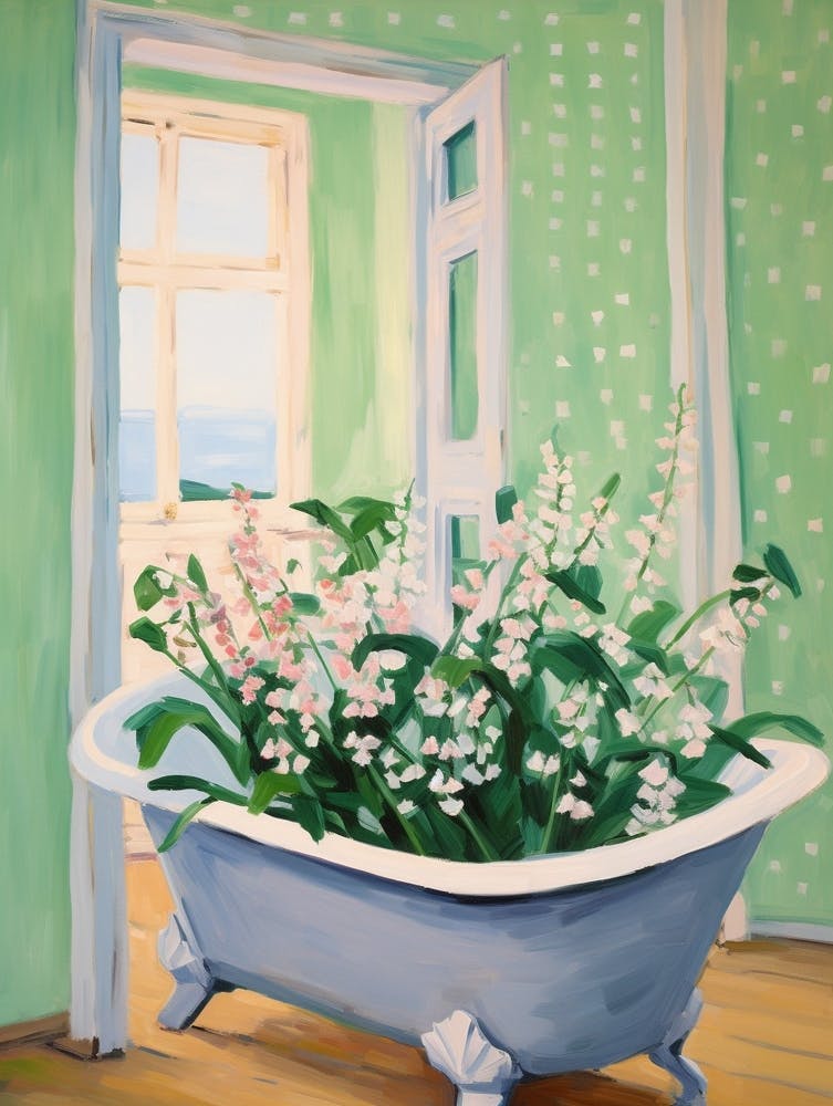 A Bathtube Full Lily Of The Valley In A Bathroom 4