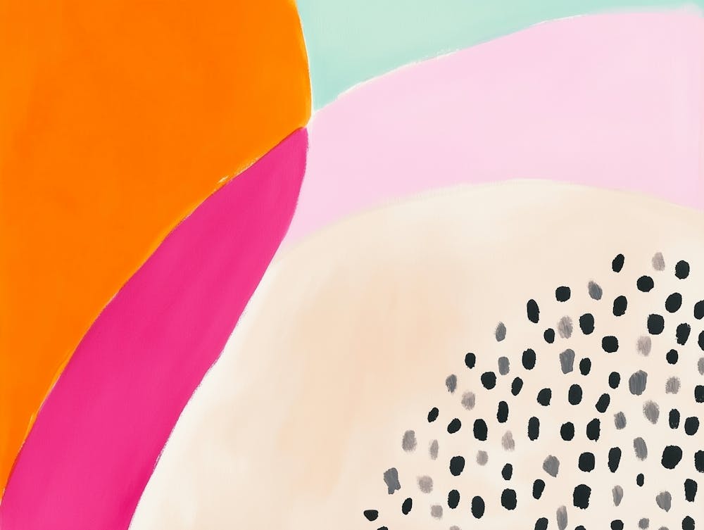Pastel orange-pink Abstrake Punkte Kunst, gute Laune Sommer Print Malerei 1