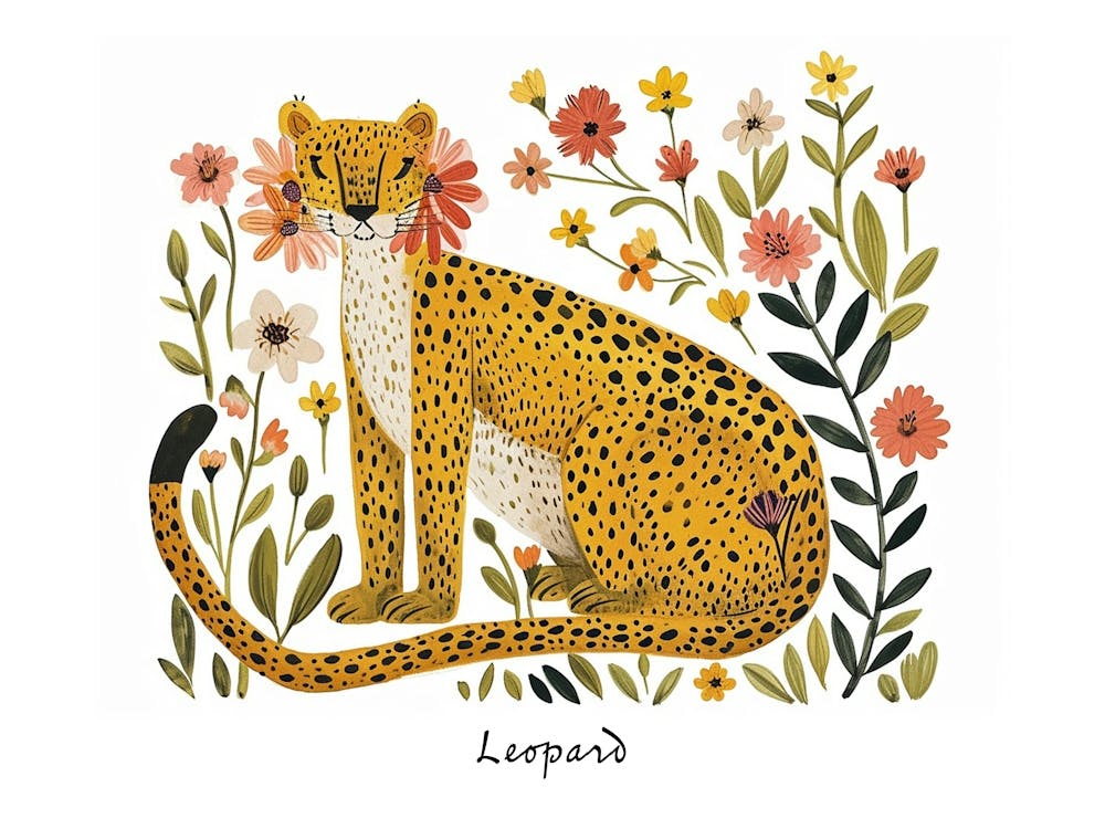 Little Floral Leopard 1 Poster