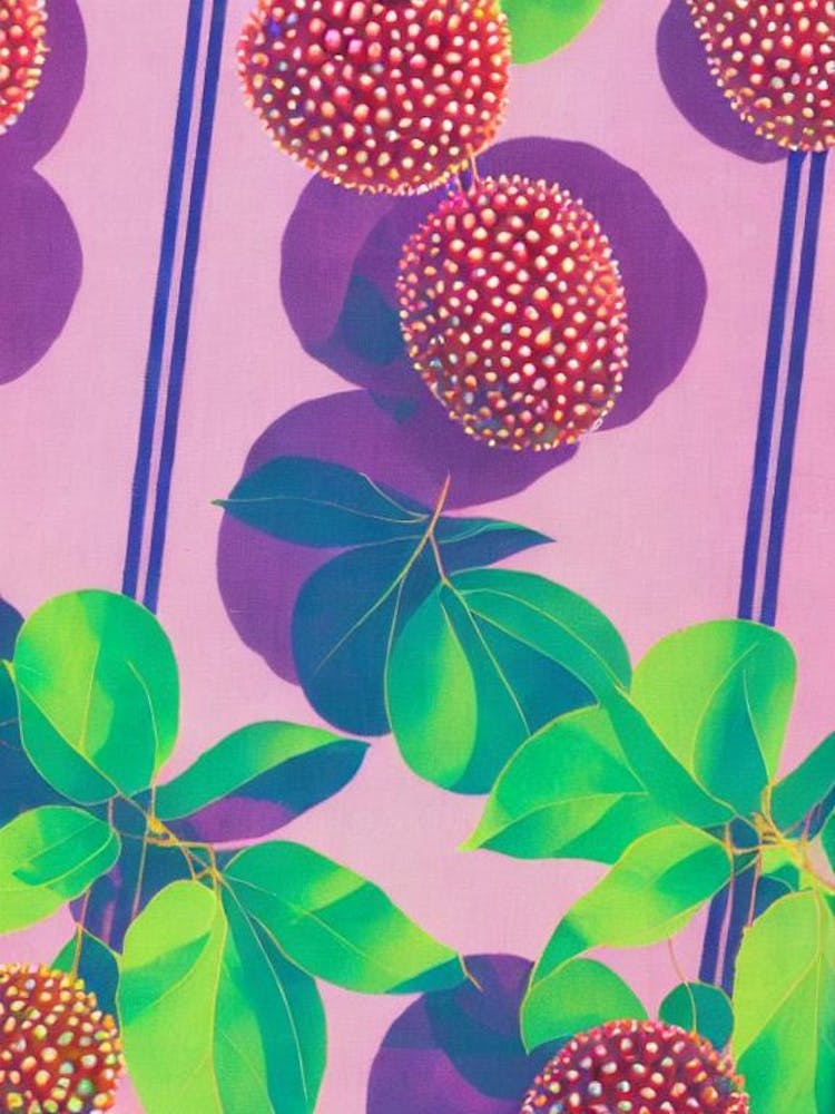Lychee Risograph Retro Poster Fruit