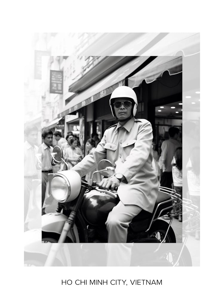 Poster von Ho Chi Minh City, Vietnam, Schwarz-Weiß-Altes Foto 3