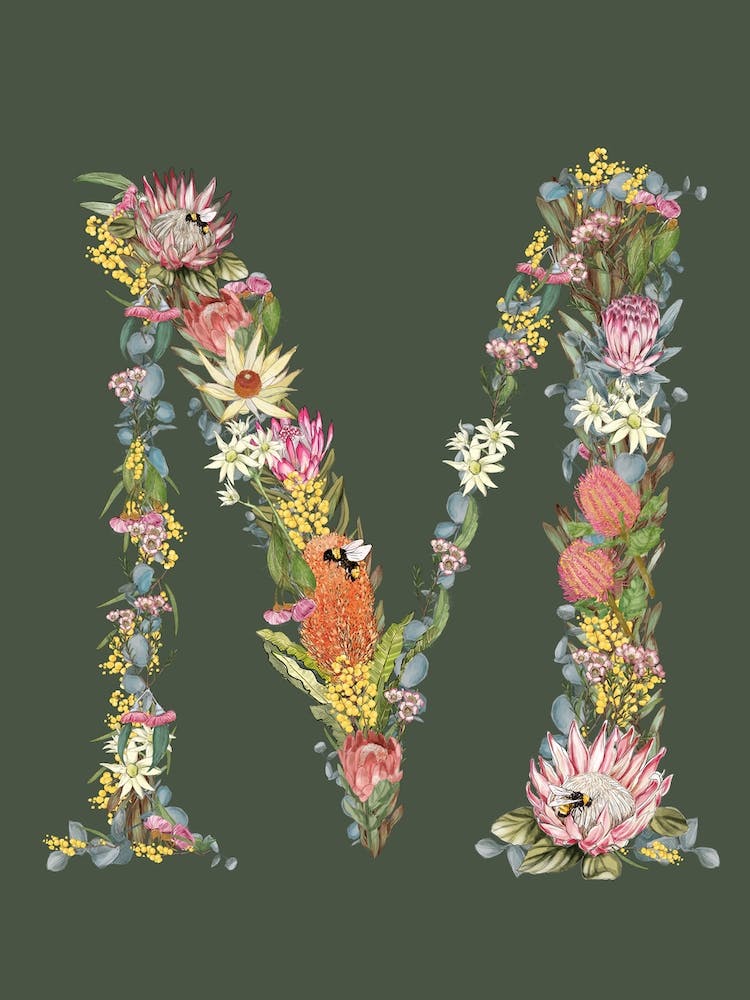 M Olive Alphabet Letter