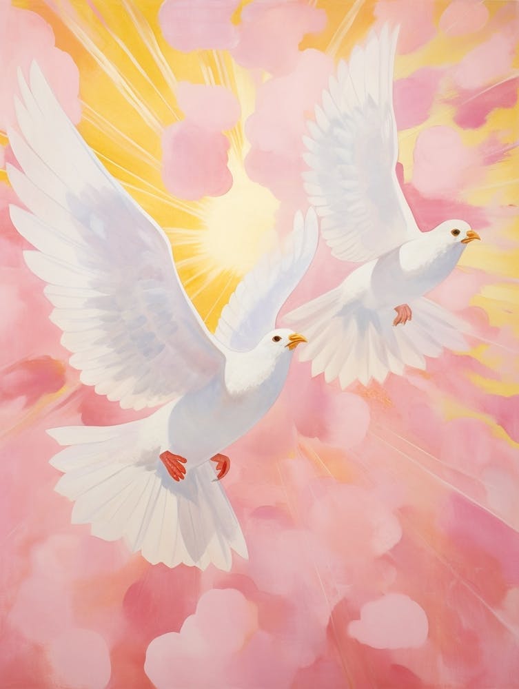 Rosa Ätherisches Vogelgemälde Dove 4
