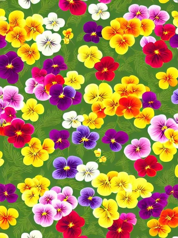 Pansy Repeat Retro Flower