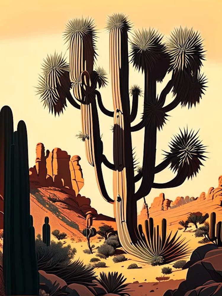 Joshua Trees In Grand Canyon Retro Illustration (1)