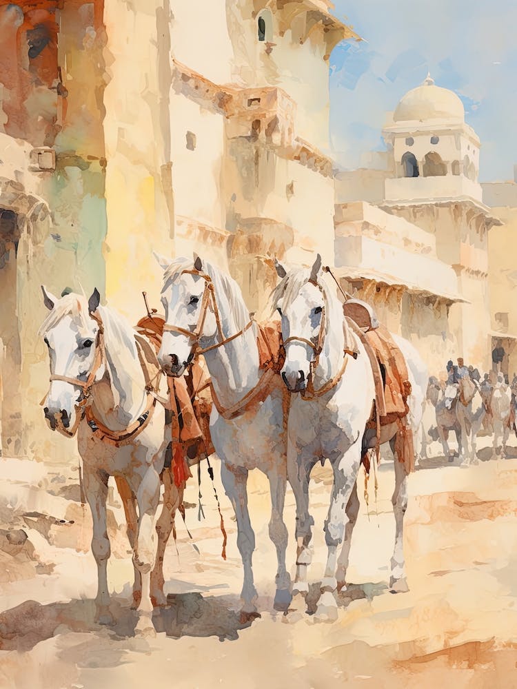 Horses Painting In Rajasthan, India 2