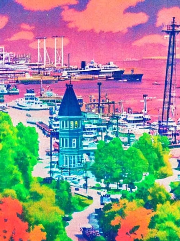 Port Of Halifax Canada Retro Risograph Print 1 harbour