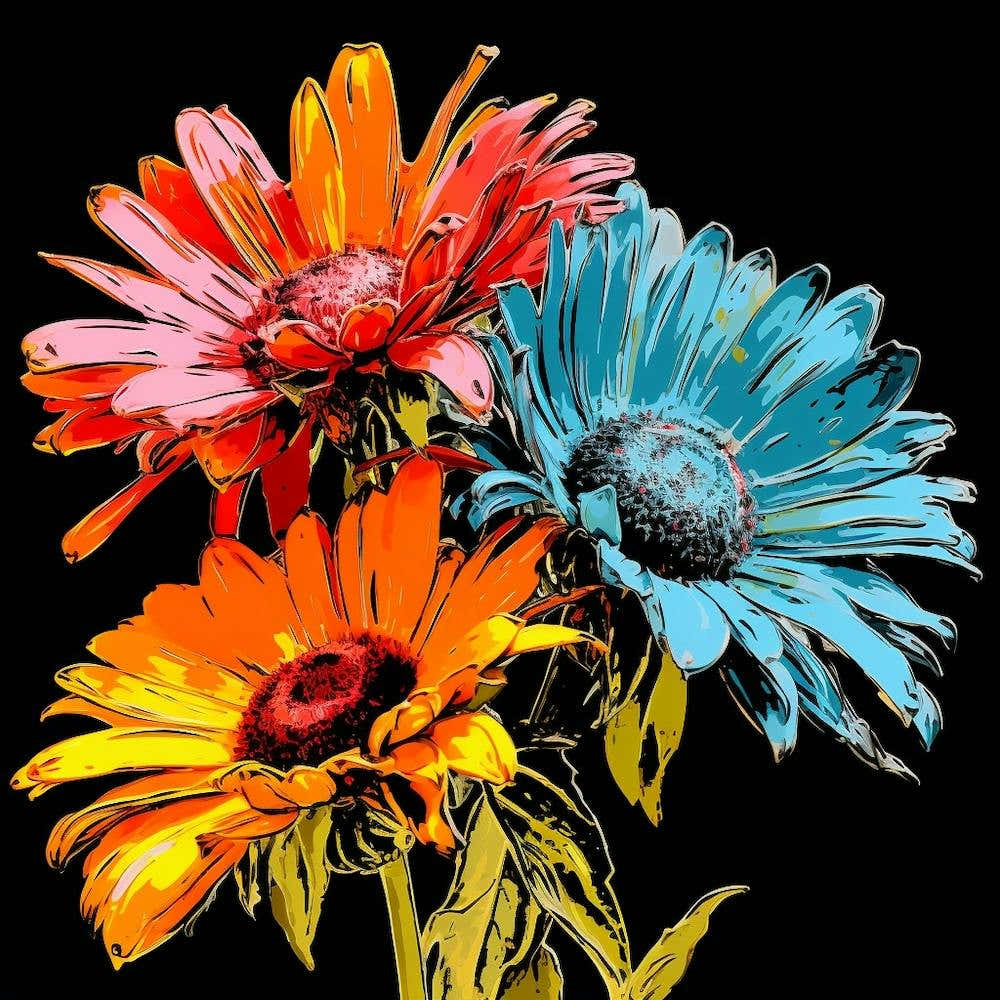 Andy Warhol Style Pop Art Flowers Gaillardia 3 Square