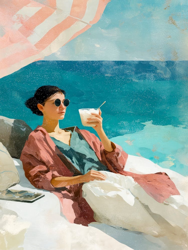 Woman Relaxing On The Beach