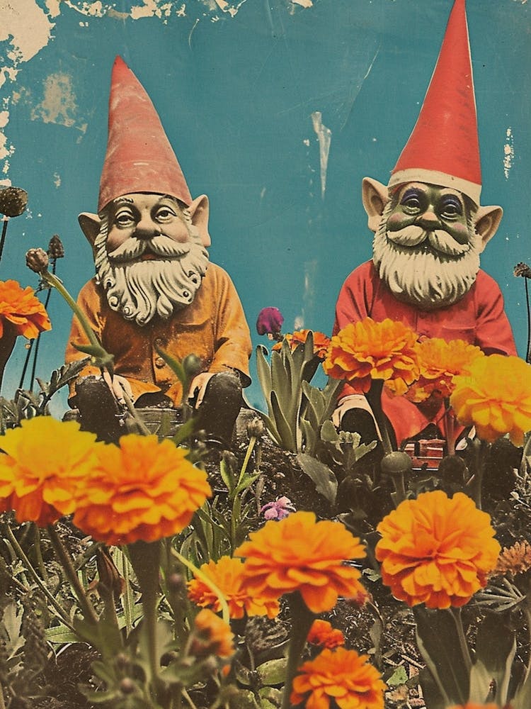 Retro Photo Of Gnomes In The Garden 4