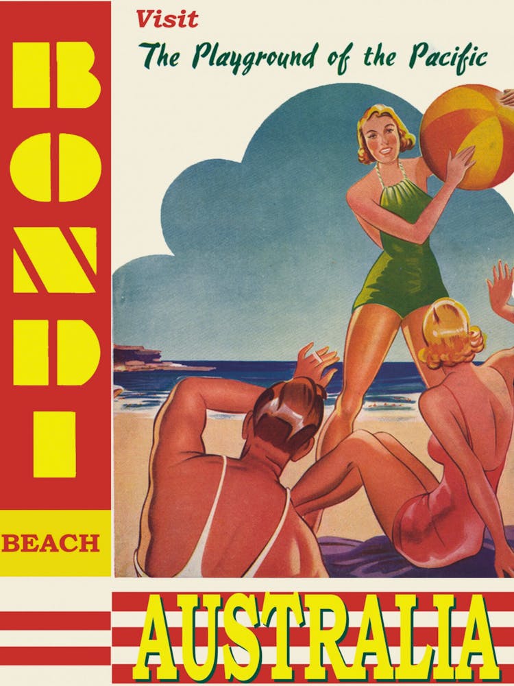 Bondi Beach Australia Retro Vintage Poster