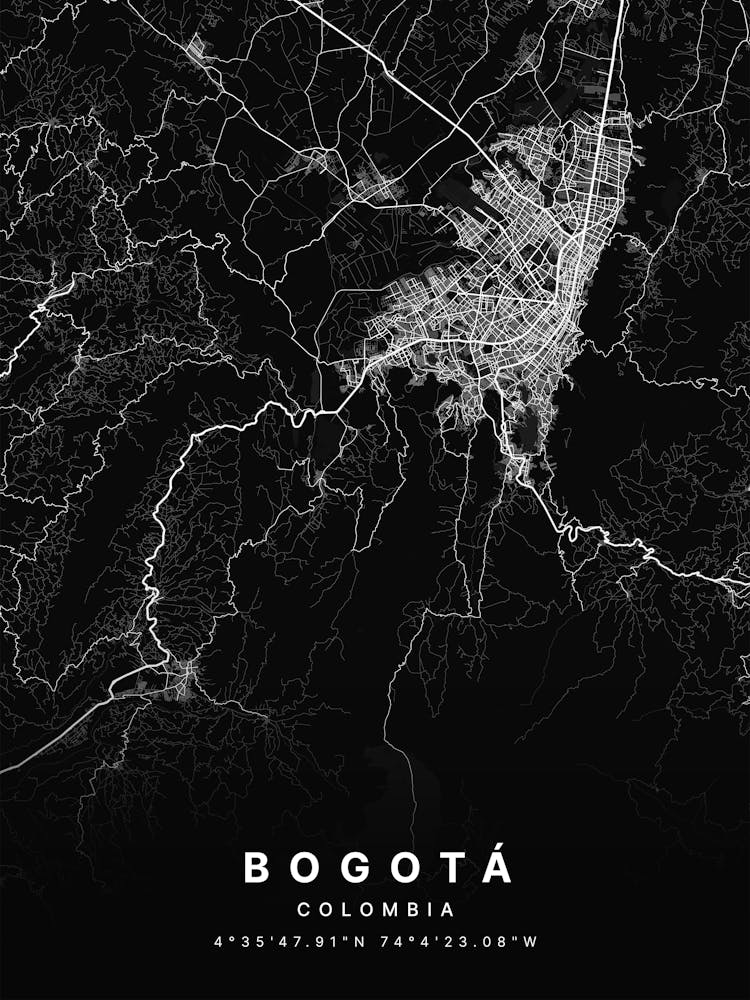 Bogota Colombia Black Map