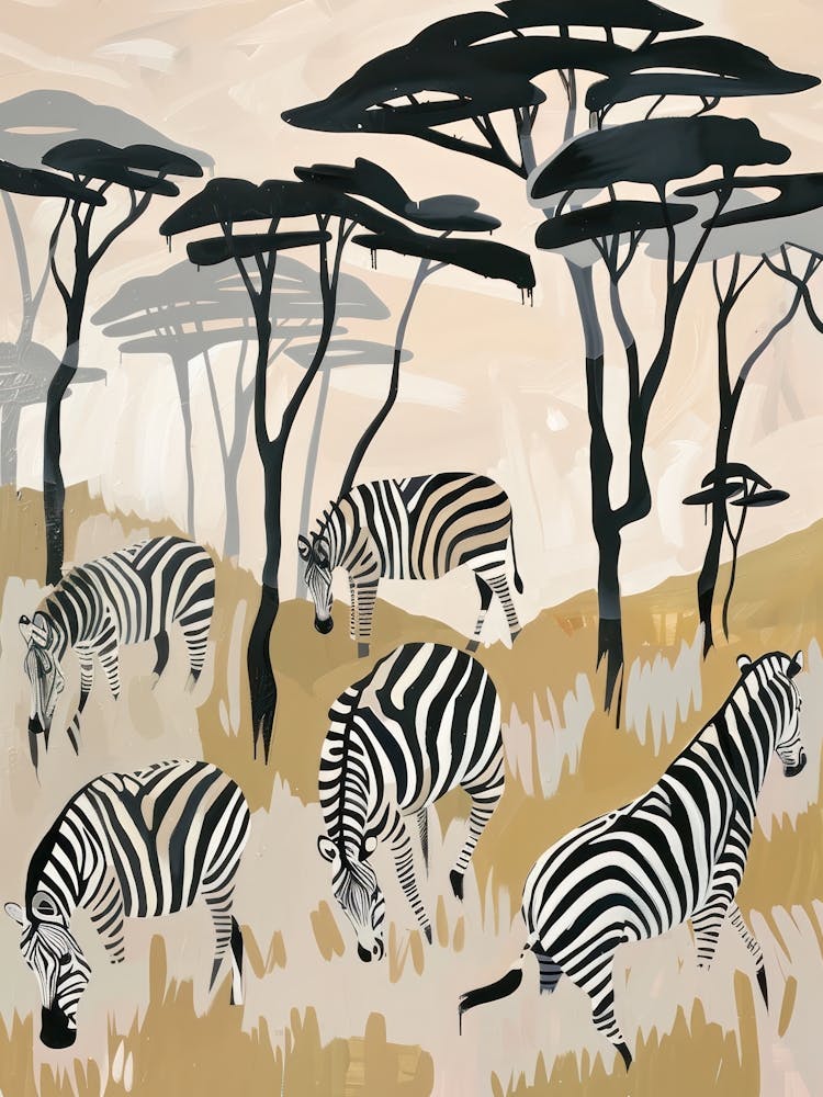 Zebras Pastels Jungle Illustration 1