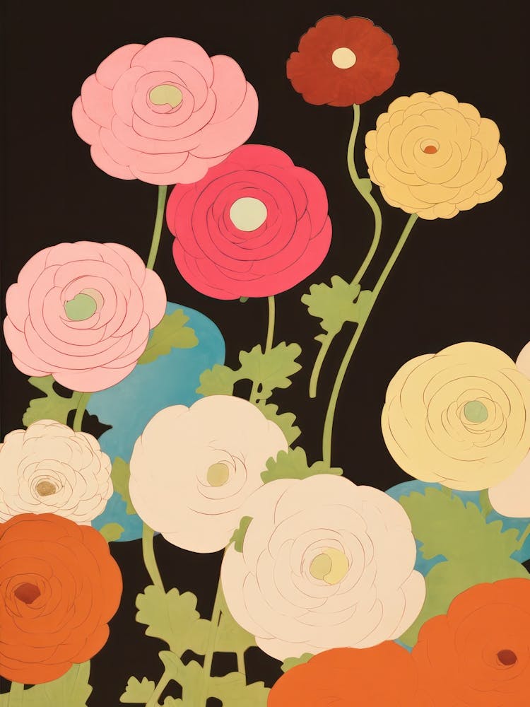 Ranunculus Flower Big Bold Illustration 1
