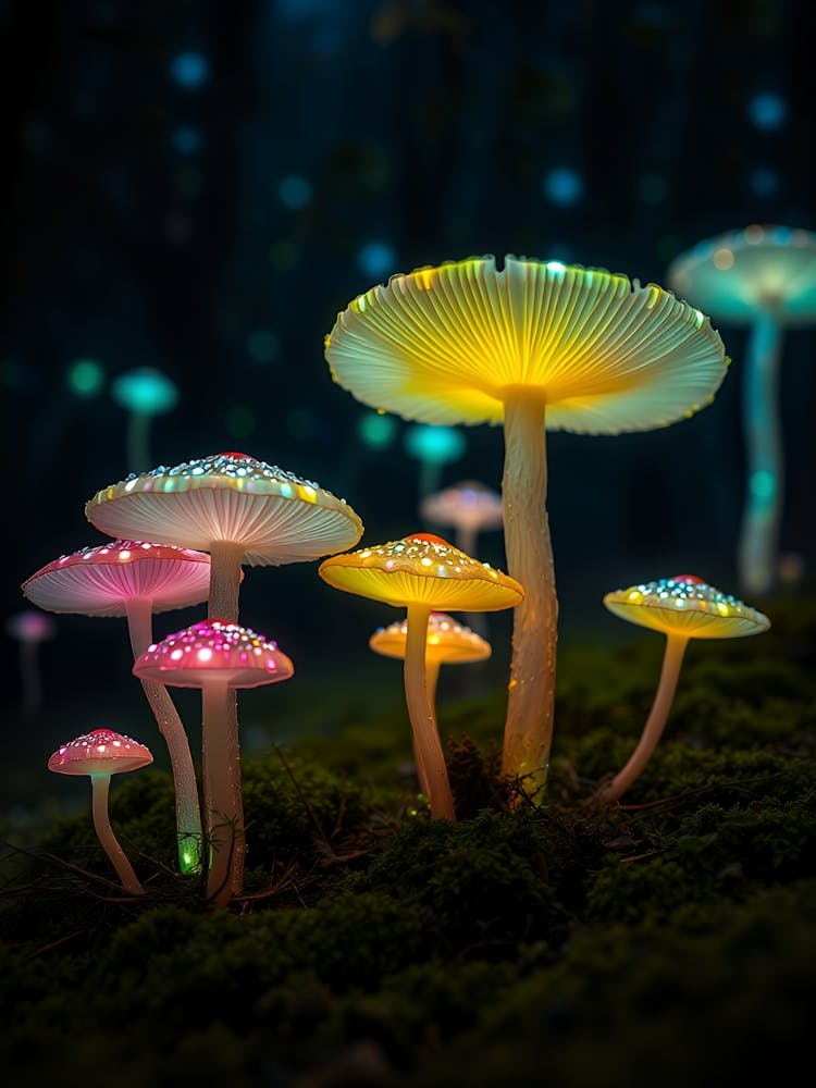 Colorful Mushrooms In The Forest 1