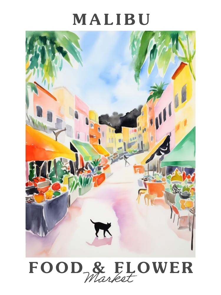 Food Market With Cats In Malibu 3 Poster