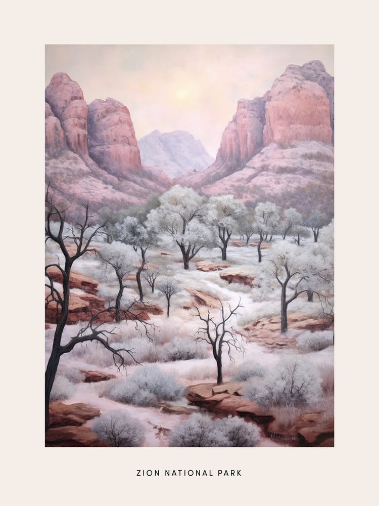 Dreamy Winter National Park Poster  Zion National Park United States 3