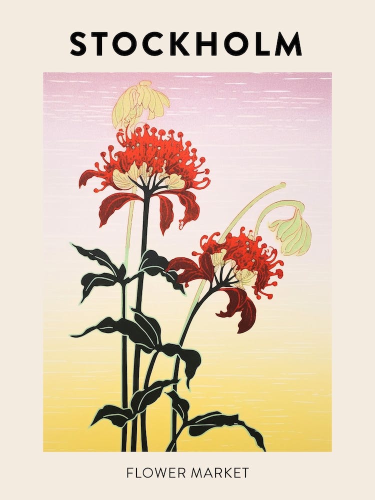Stockholm Sweden Botanical Flower Market Poster