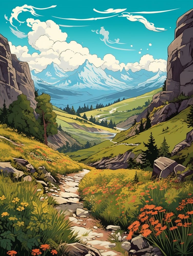 Gr10 France 2 Vintage-Reiseillustration