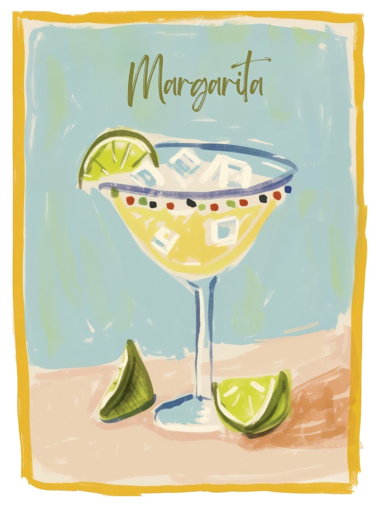 Margarita Cocktail Drink Art Kitchen Limes