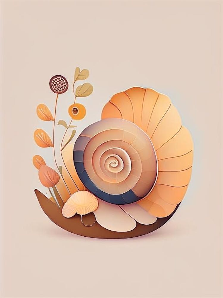 Brown Garden Snail Illustration