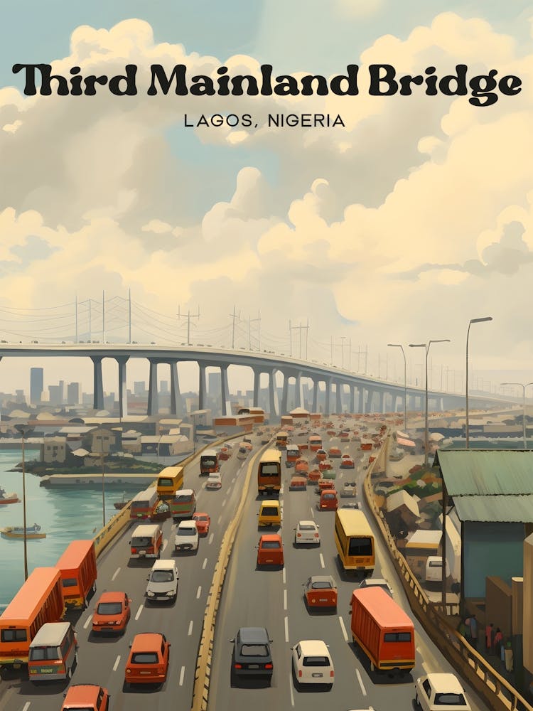 Third Mainland Bridge Lagos Nigeria Eko Travel Illustration