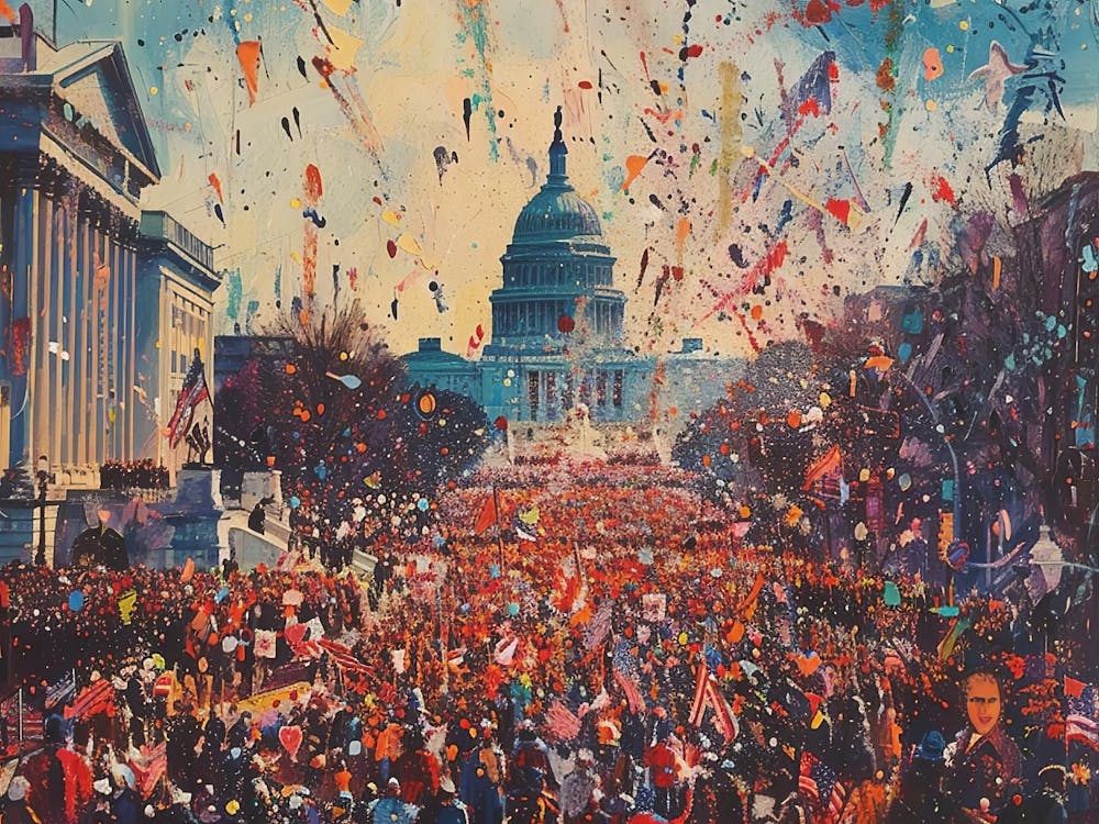 United States Inauguration Artwork, Political Wall Decor, Matte, Modern Home Decor, Stretched Canvas Print, Canvas Painting