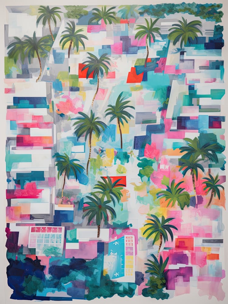 Miami Beach Summer Aerial View Painting Pattern 2