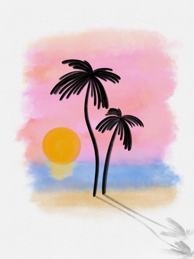 Watercolor sunset