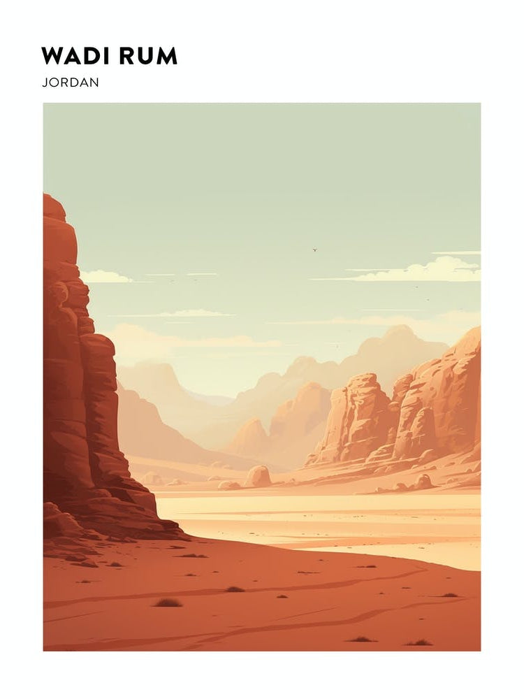 Wadi Rum Trek Jordan Hiking Trail Landscape Poster