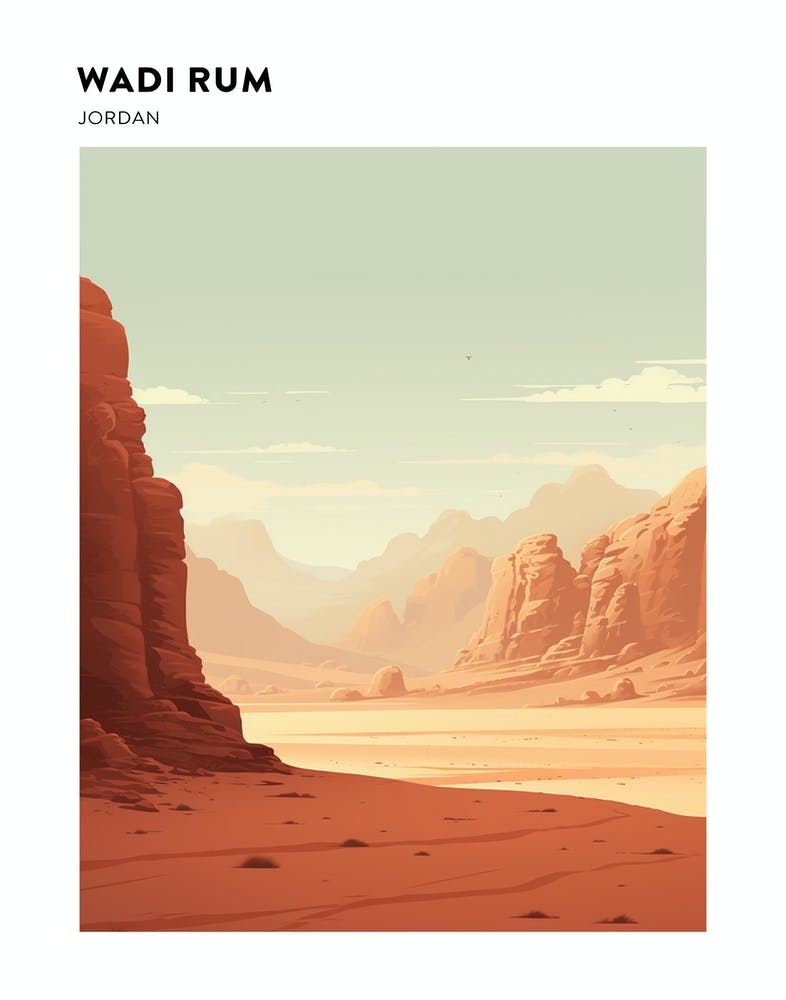 Wadi Rum Trek Jordan Hiking Trail Landscape Poster